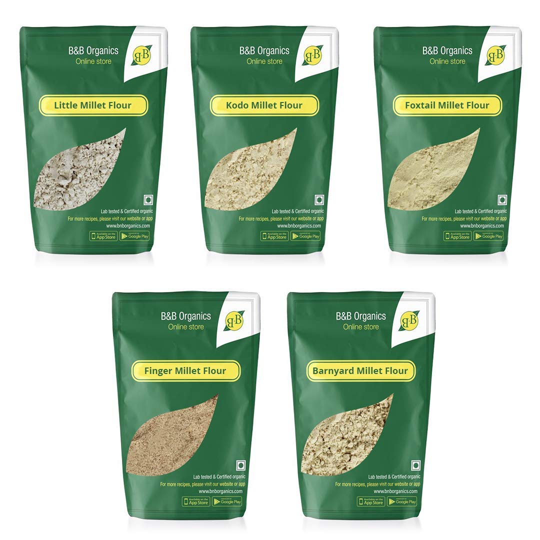 B&B Organics Millet Flours Combo Pack of 5 - each 500g