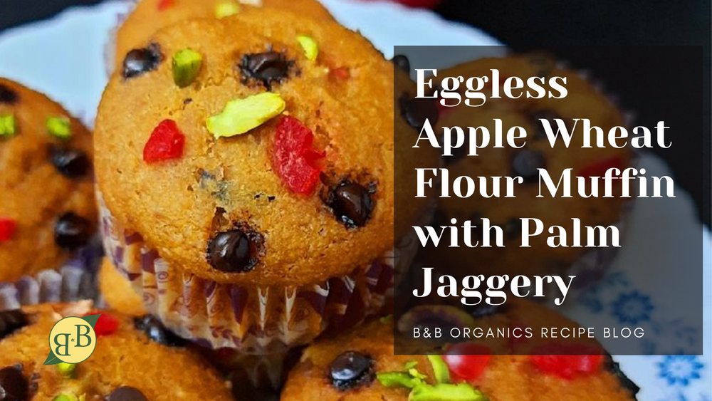 Eggless Apple Wheat Flour Muffin with Palm Jaggery