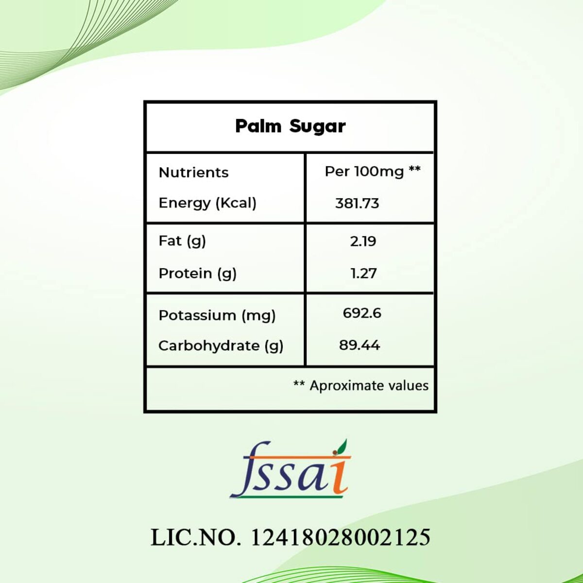 Palm Sugar Nutrition Value